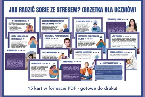 Jak radzić sobie ze stresem? Porady dla uczniów: planuj dzień, ćwicz, jedz zdrowo, wizualizuj, mindfulness, trening Jacobsona, ćwiczenia oddechowe.